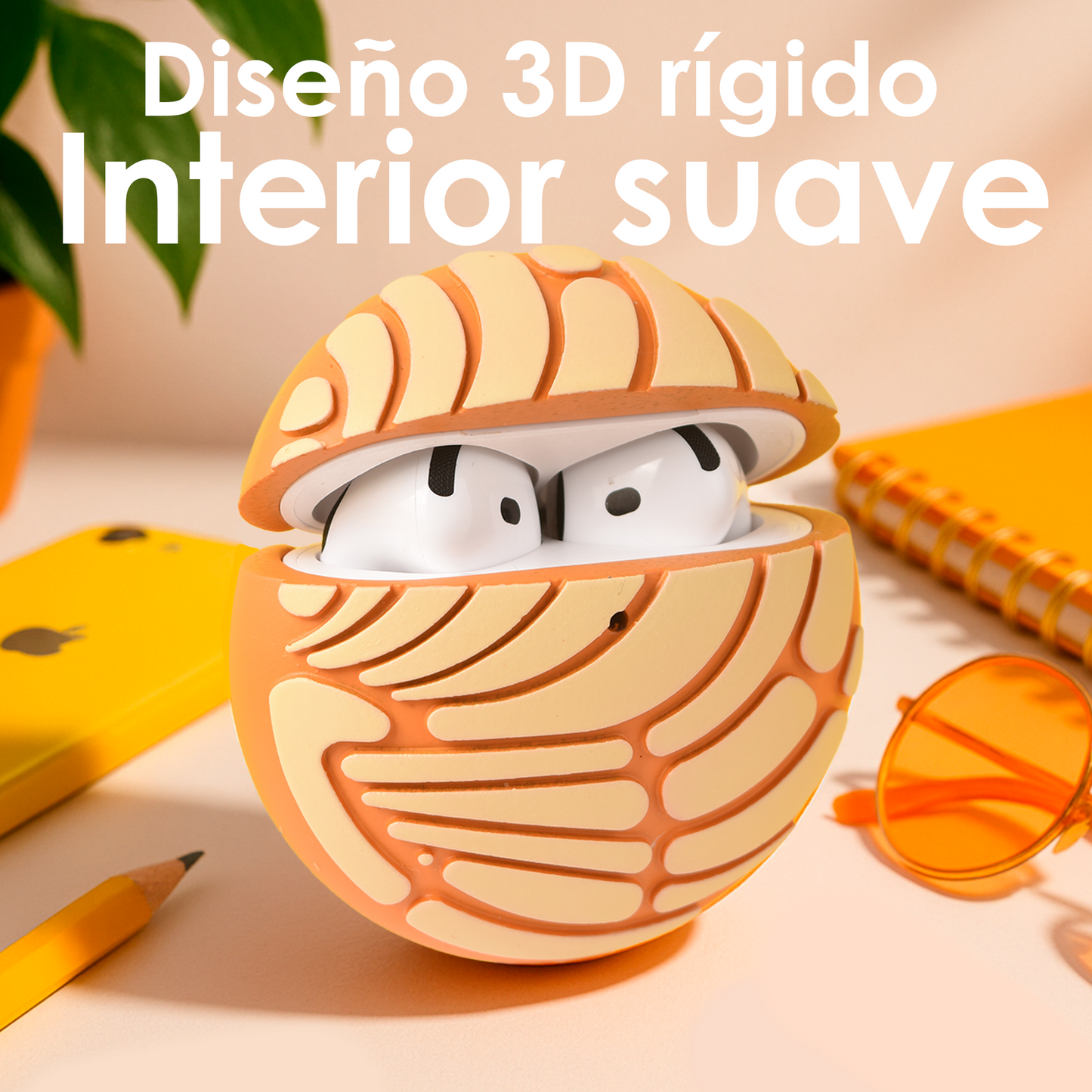 Funda Concha para AirPods 4 – Diseño Mexicano Divertido Personaliza Tus AirPods – Incluye Kit de Limpieza y PopDock
